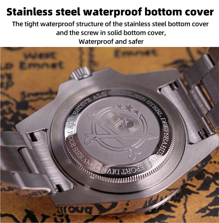 ADDIESDIVE Top Brand Mens Quartz Watches 41mm Stainless Steel Calendar Display Luxury Watch Luminous 200m Dive Casual Wristwatch