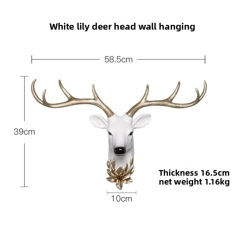 Resin decorative items, American-style living room TV background wall decorations, wealth-attracting deer head wall hangers