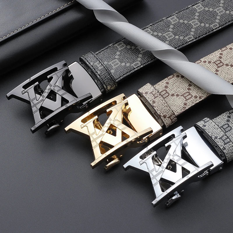 Men's Belt Luxury Design Automatic Buckle Waist Belt Fashion Letter Printed Belt Business Casual Belt For Men Jeans