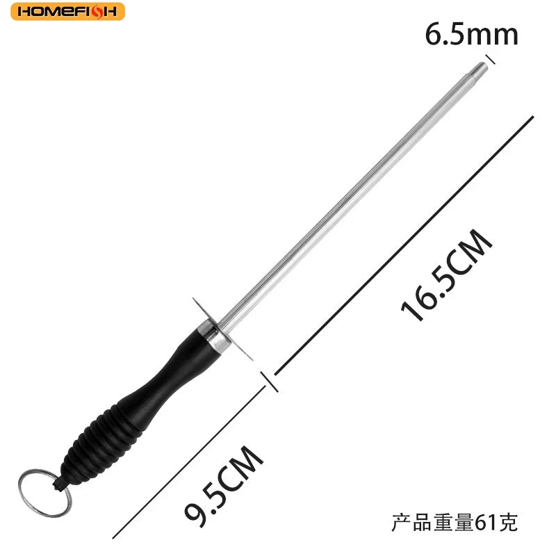 Homefish Kitchen Tool Carbon Steel Knife Sharpening Steel,Knife Sharpener With Hanging Holes (10 Inches)