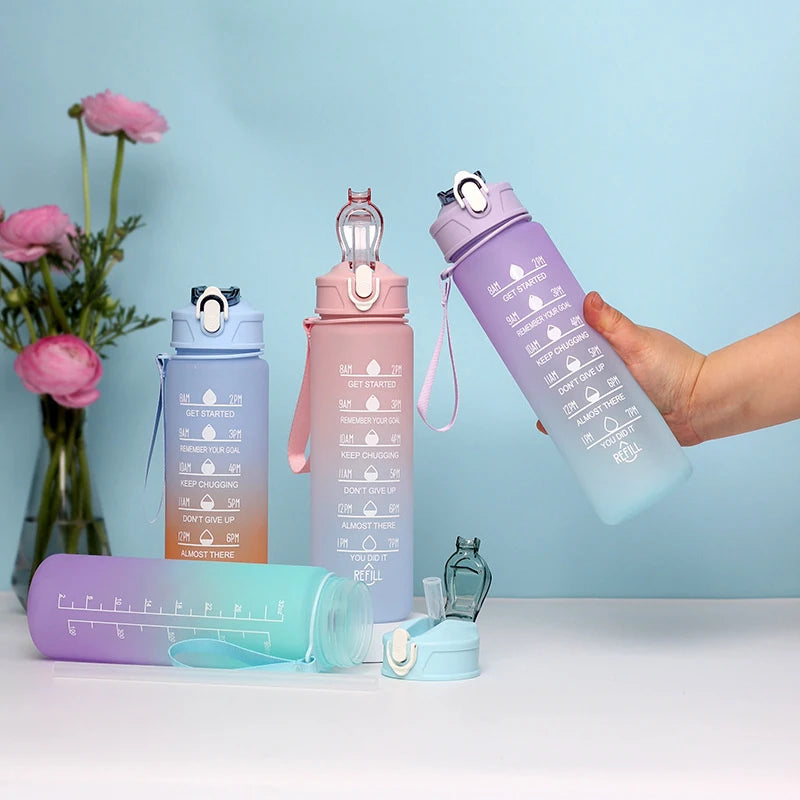 900ML Water Bottle Motivational Sports Bottle With Time Marker Leak-proof Cup Fitness BPA Free Portable Drinkware For Outdoor