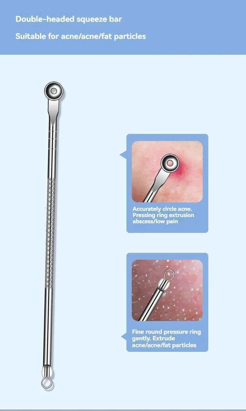 11Pcs Ingrown Hair Tweezers Acne Blackhead Removal Needles Black Dots Cleaner Pore Cleaner Deep Cleansing Face Skin Care Tools