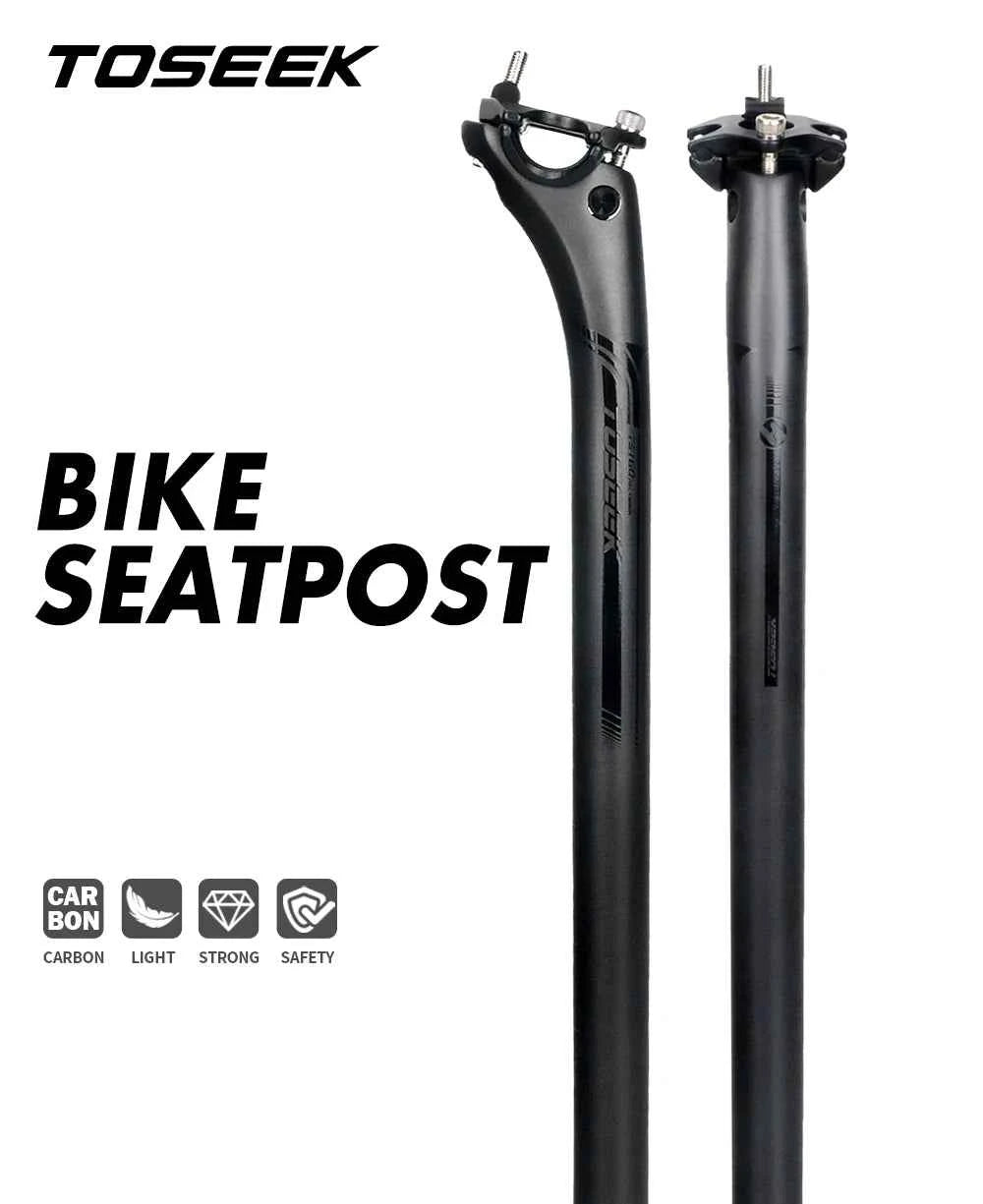 TOSEEK Carbon Seatpost 27.2 31.6mm Length 400mm Matte Black MTB Road Bike Seat Post Seat Tube Bicycle Parts MTB Carbon Canoe