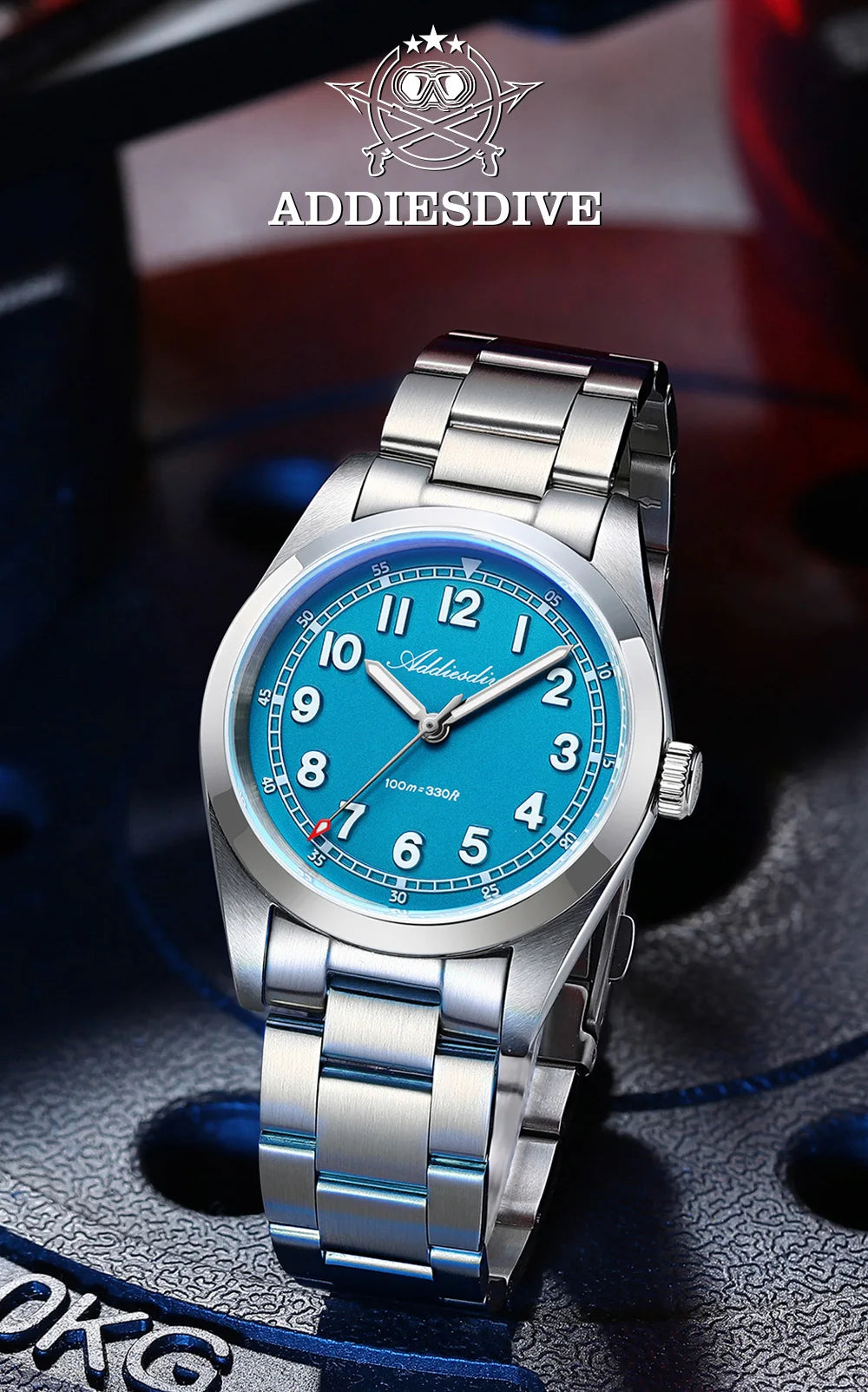 ADDIESDIVE Top Brand Mens Quartz Watch Sapphire Crystal  BGW9 Luminous Waterproof 100m Waterproof Vintage Watches NEW Ultra-thin