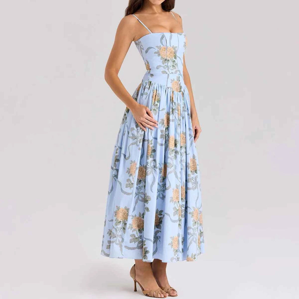 Suninheart Summer Clothes for Women Midi Elegant Dress 2025 New Arrivals White Floral Print Holiday Dress