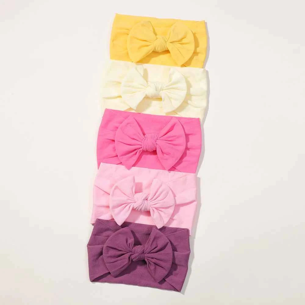 5Pcs Cute Bows Baby Headband Soft Elastic Baby Girl Hair Bands For Newborn Infant Turban Headwear Baby Hair Accessories