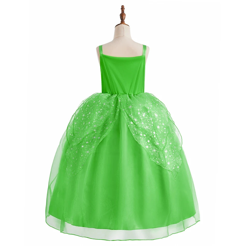 Kids Belle Costume Girl Halloween Princess Cosplay Party Dress Children Rapunzel Cinderella Anna Elsa Encanto Birthday Clothes