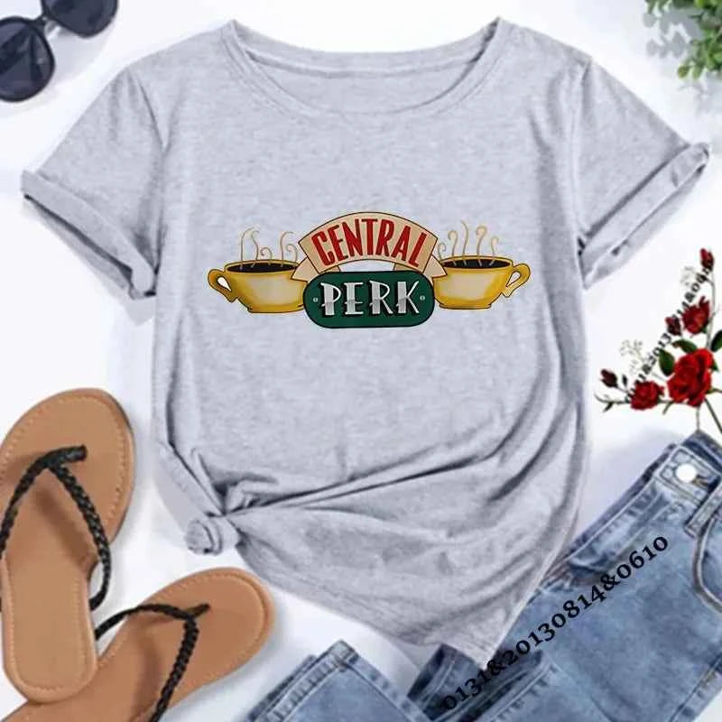 Central Perk T-Shirt Friends TV Show Women's T-Shirt Friends Central Perk Coffe Shop Shirts Cute Best Friends Tees Hipster Tops