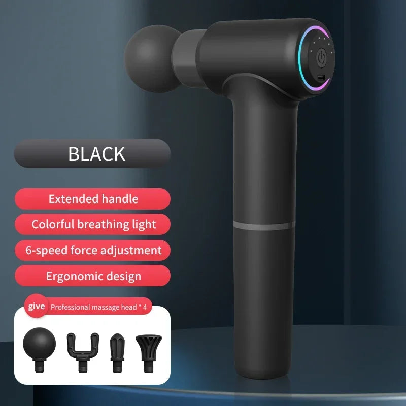 Black A Color Massage Gun With Extended Handle – Deep Tissue Relief