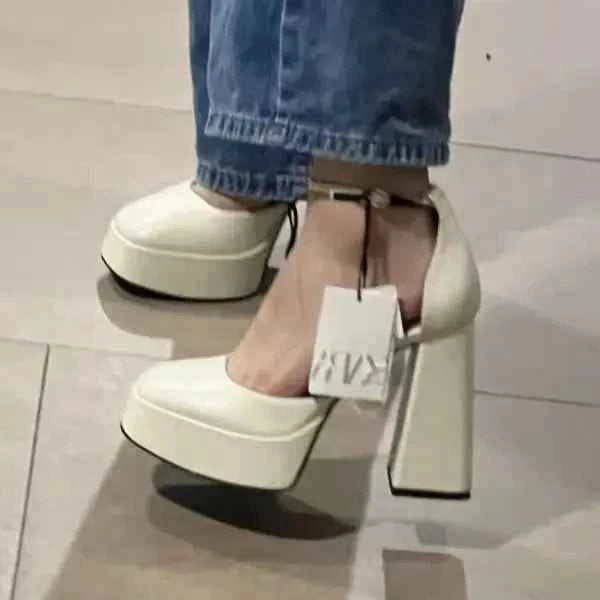 Women Classic Light Weight Round Toe Black Pu Leather Square Heel Pumps for Office Lady Shoes high heels women platform sandals