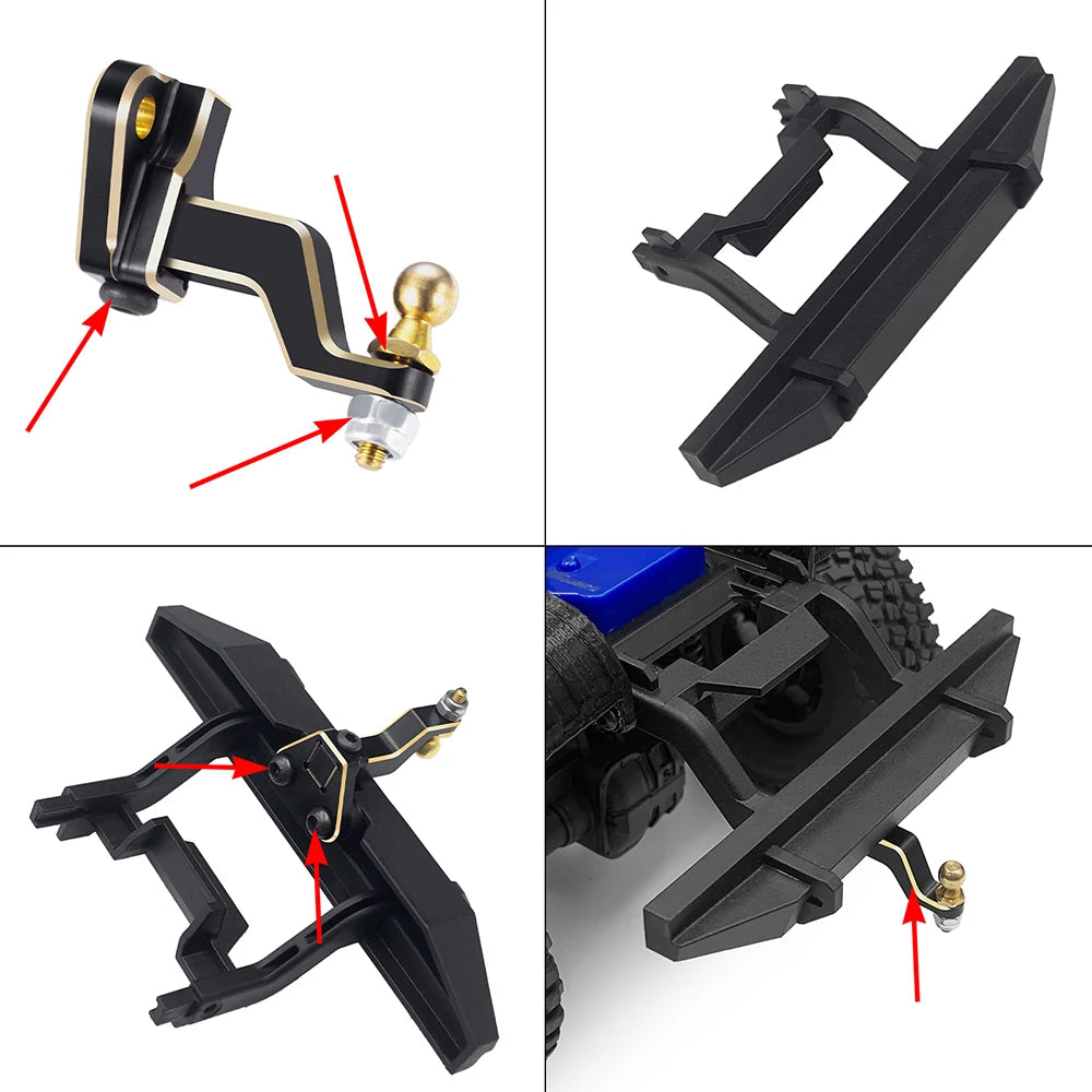 TRINOOD Copper Rear Bumper Tow Trailer Hook Drop Hitch Receiver For 1/18 TRX4-M Defender RC Crawler Car Upgrade Parts