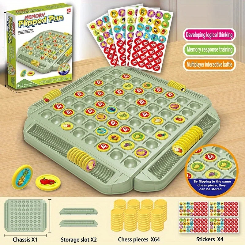 Kids' Educational Fruit Flip Memory Board Game - Creative Puzzle,2-4 Player Cooperative Strategy & Logic Training