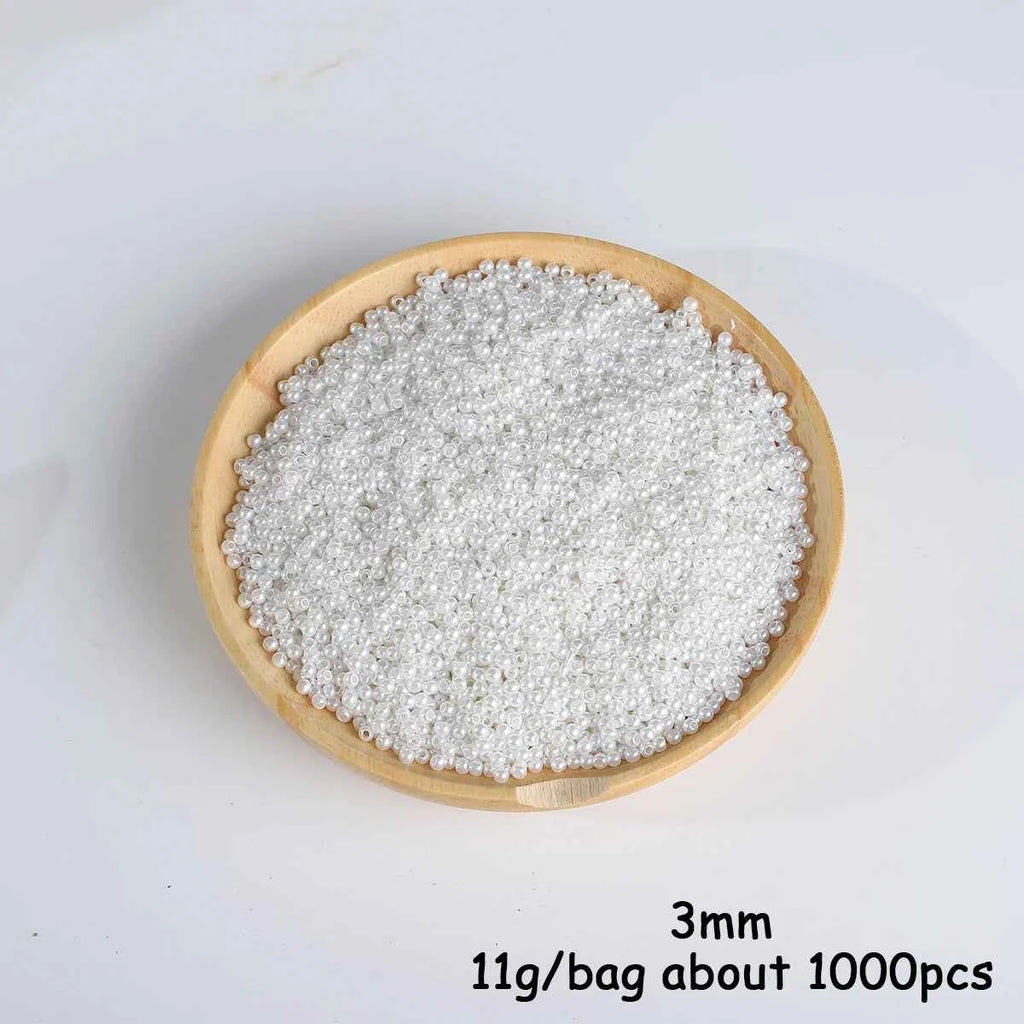 3-20mm 10-1000pcs straight hole ABS imitation pearl beige white bracelet with round beads for DIY craft jewelry making products