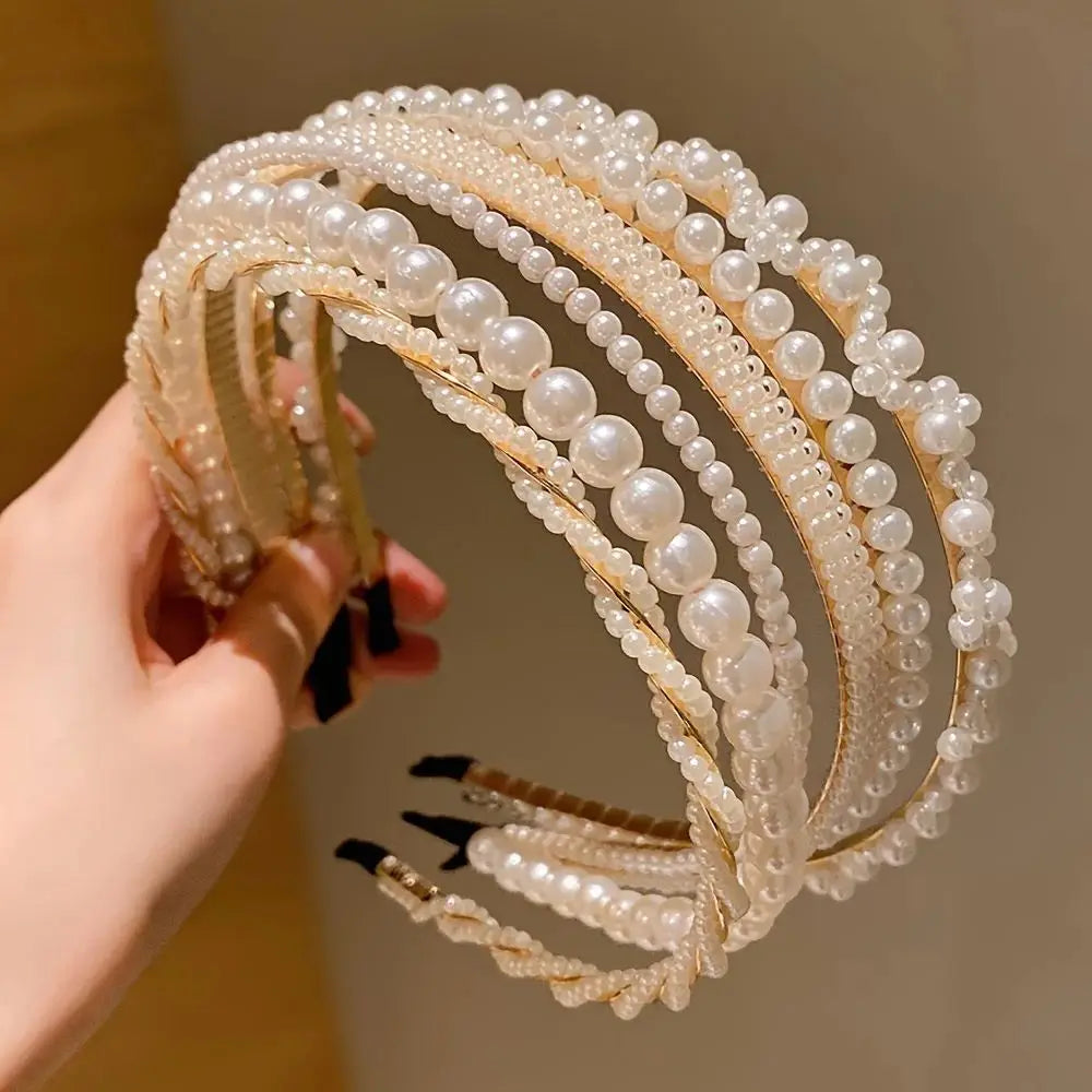 5 Pieces of Girls' Princess Hair Accessories, Children's Imitation Pearl Hairbands, Birthday Hairpins, Baby Flower Girl Headband