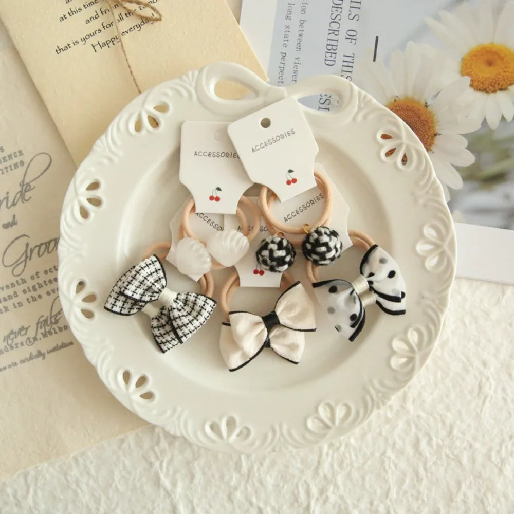 10Pcs Bow-Knot Hair Ties Bowknot Sweet Bows Flower Headdress Elastic Rubber Band Luxury Scrunchies Hair Rope Hair Accessories