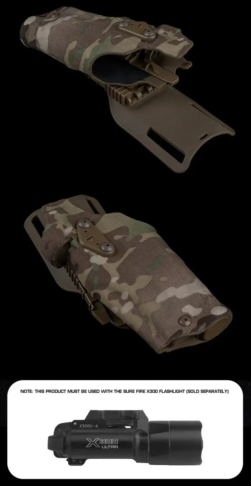 Tactical Gun Holster Glock17 Gen4 with X300 X300U Flashlight Quick Release Drop Leg Holsters Right Left Hand Pistol Gun Carry