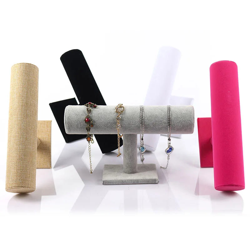 6 Colors Upright Velvet Bracelet Chain Watch Upright Display Rack Jewelry Organizer Hard Jewelry Display Stand Holder