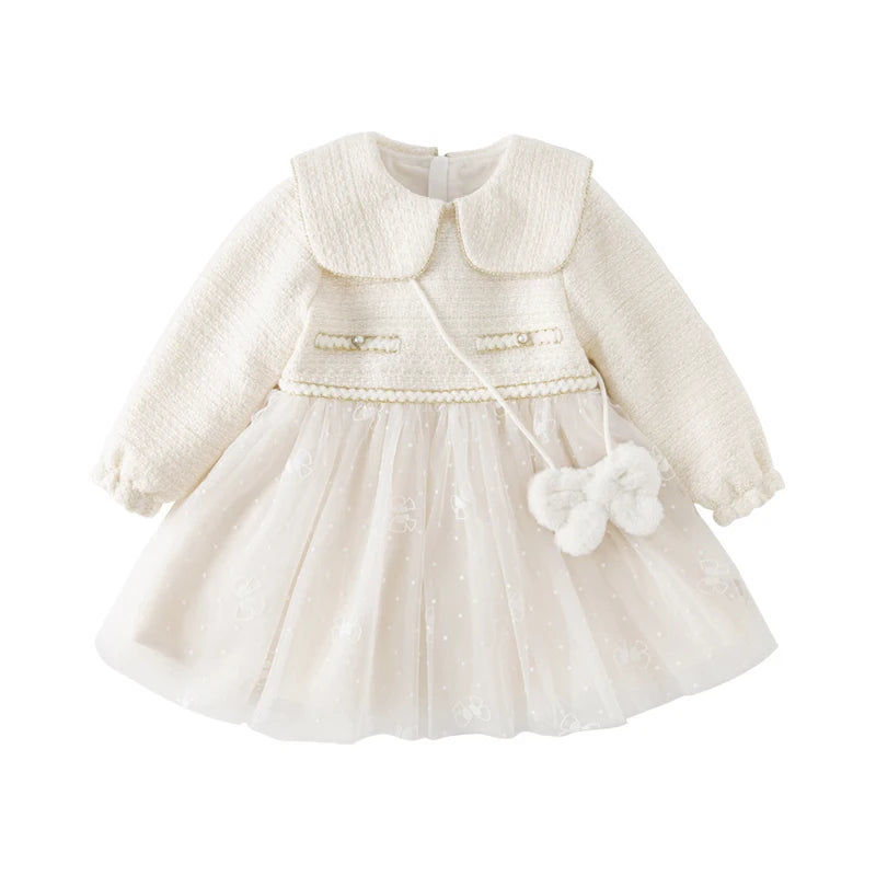 Dave Bella Girl's Dress Children's Autumn Winter Princess Dress Charm Sweet Classy Gentle Fashion Mesh Party DB4237805