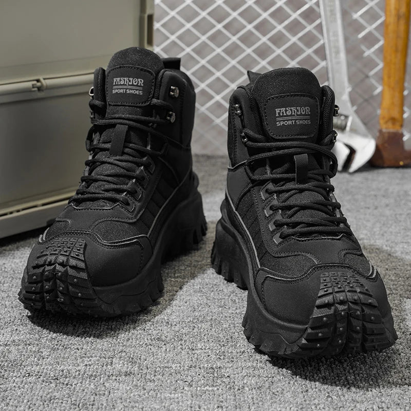 2026 New Outdoor Boots Men's High Top Thick Bottom Tactical Shoes Large Size 47 Hiking Sports Workwear Shoes 48 Casual Style