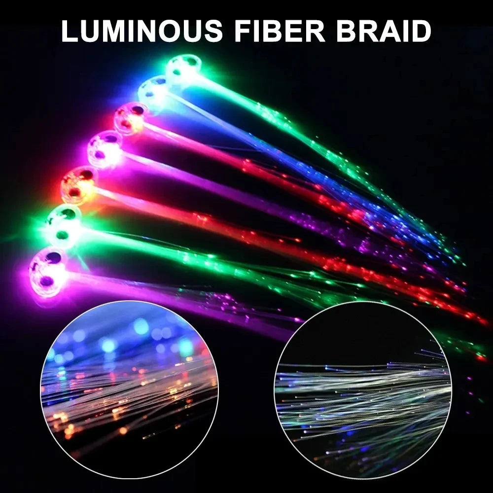 5/30PCs Colorful Luminous Braids Butterfly Glitter Fiber Optic Hair LED Silk Braids Bar Prom Aid Supplies Hairband Hair Decor
