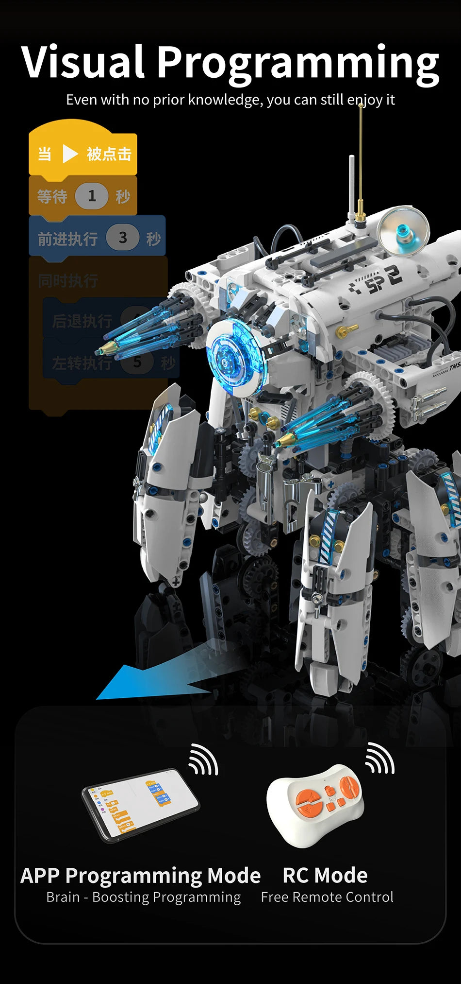 Technical Programming Hexapod Robot Science Fiction War Machine Building Blocks City Remote Control Robots Bricks Toys Boys Gift