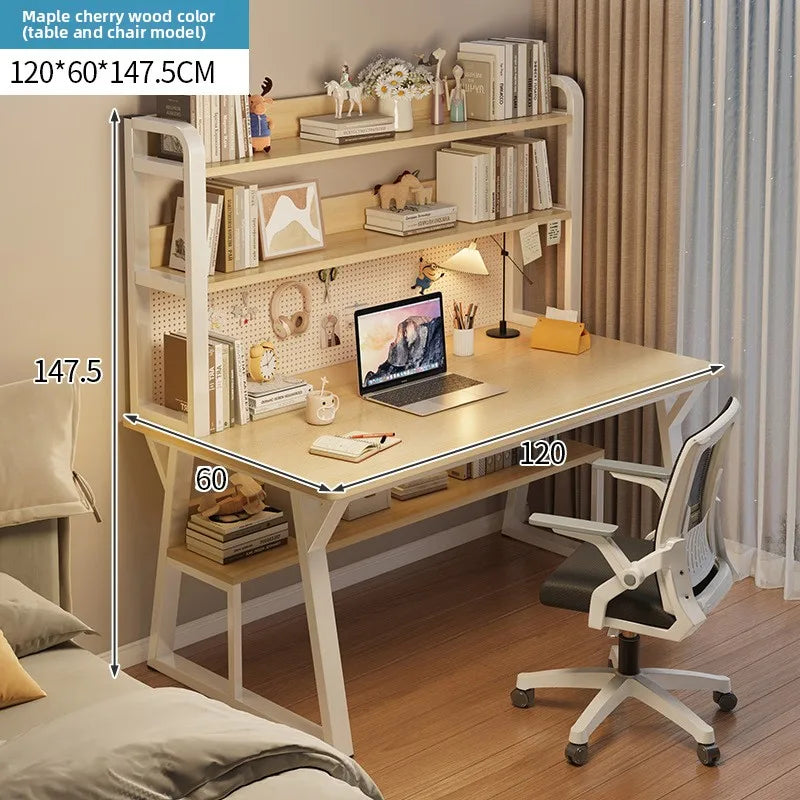 Stable Computer desk desktop desk bookshelf integrated writing desk household small apartment simple hole board desk