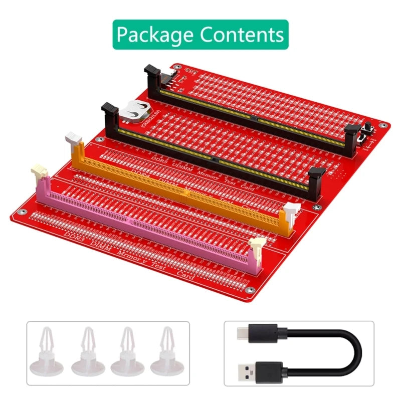 DDR3/4/5 RDIMM/UDIMM Memory Tester with LED USB C Power Supply