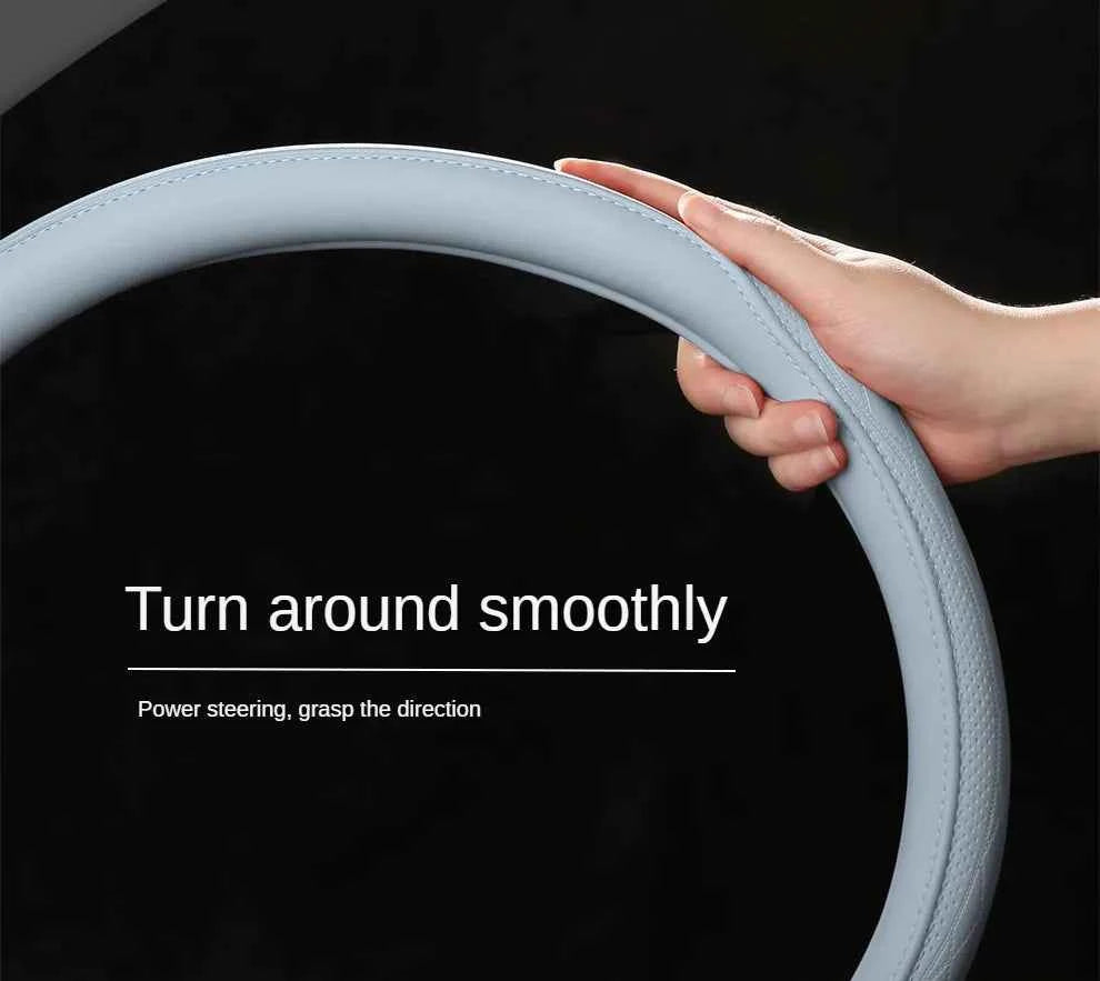 Embossed PU Leather Patchwork Car Steering Wheel Cover, Non-slip, Breathable, Universal 15 Inch (Approx. 38cm)