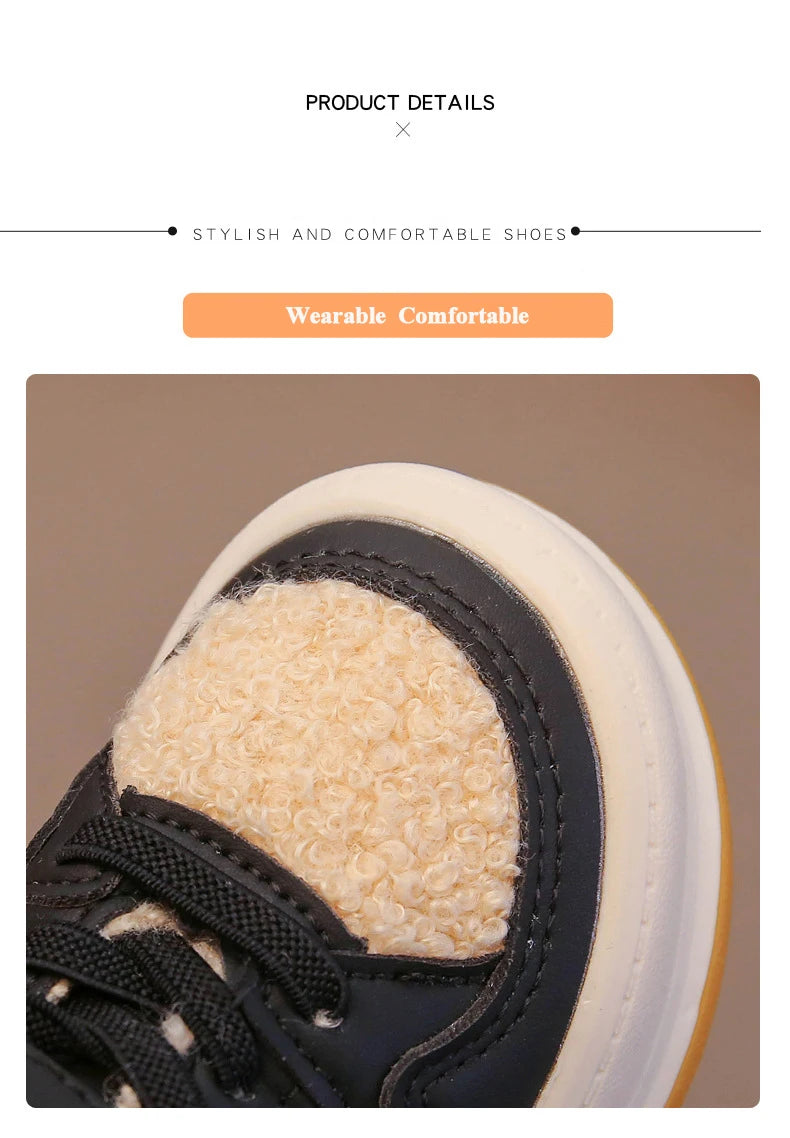 Girls Cotton Shoes Children Plush Thickened Anti-skid Shoes Boys Warm Sports Shoes Baby Soft Comfortable Winter Sneakers