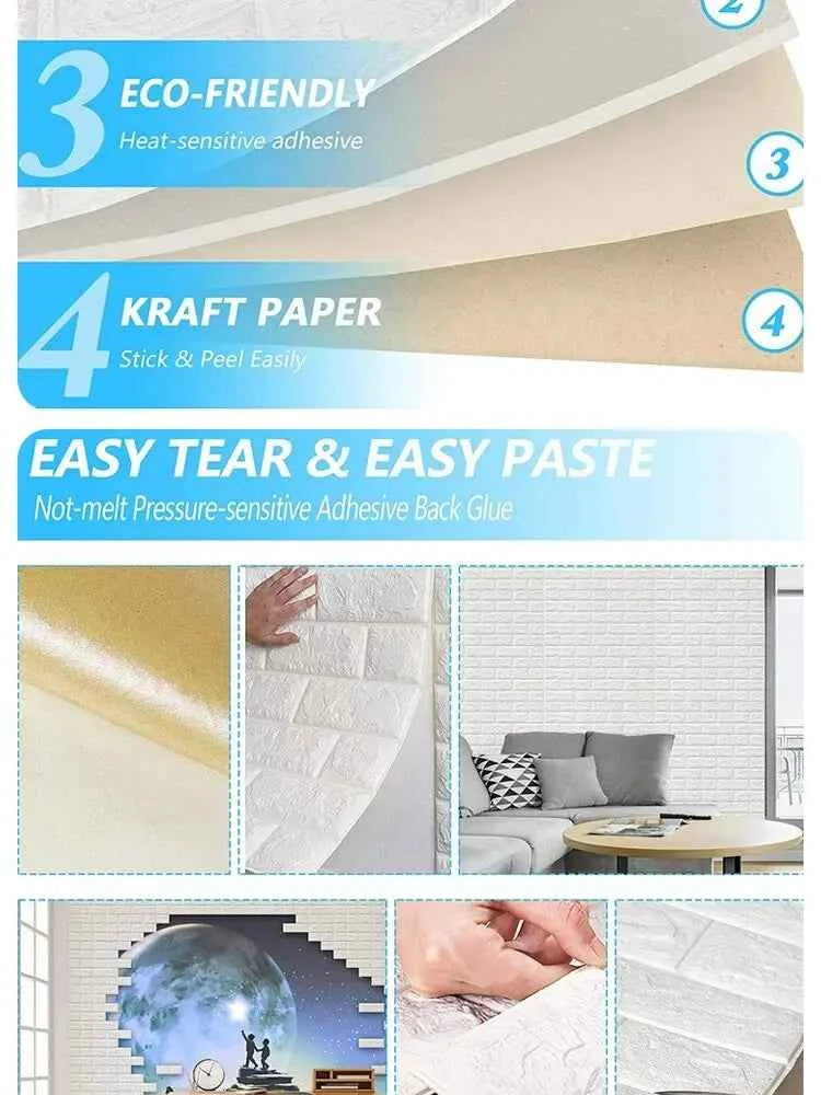 3D Three-dimensional Wall Stickers Self-adhesive Wallpaper Anti-collision Decorative Stickers 10pc