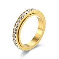 4MM Spinner Finger Rings For Women Crystal Rotatable Wedding Stainless Steel Ring Men Korean Anniversary Party Jewelry