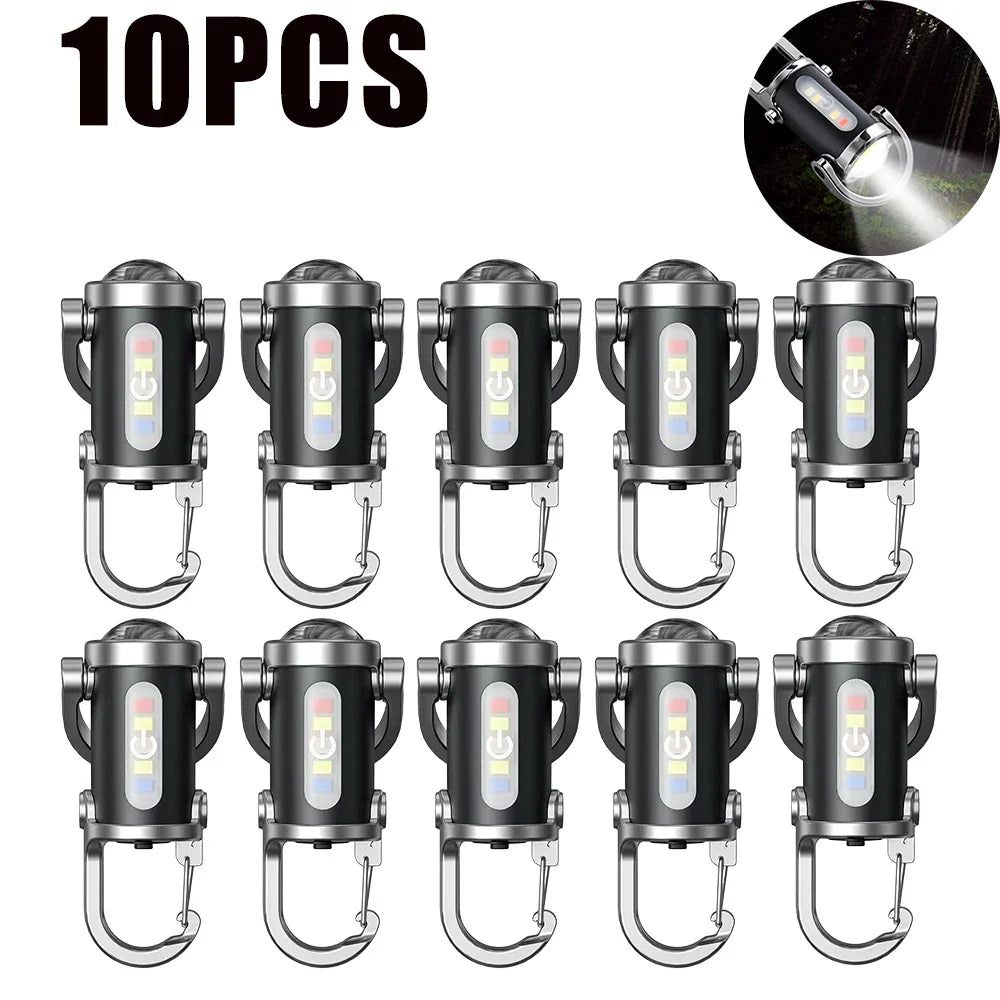 Powerful COB LED Flashlight Keychain USB Rechargeable Hanging Portable Flashlight Waterproof Keyring Camping Walking Pocket Lamp