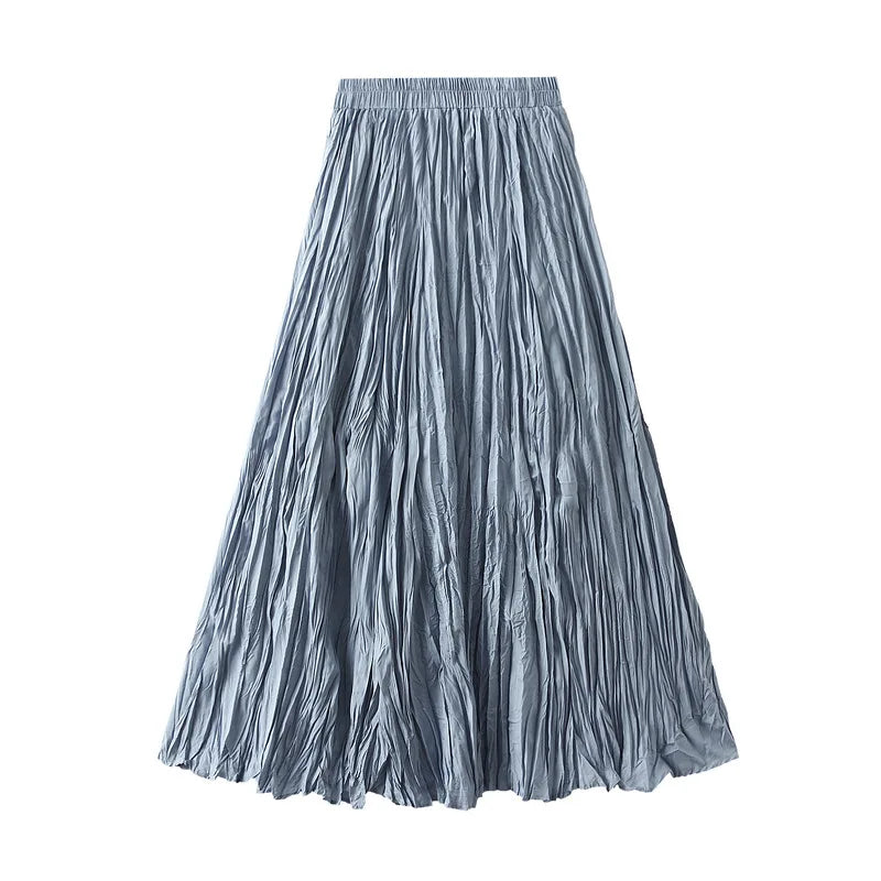 Fashion Pleated A-line Skirts for Women Casual Saia Midi Harajuku Long Skirt Jupe Femme Vintage Streetwear Faldas Woman Clothes