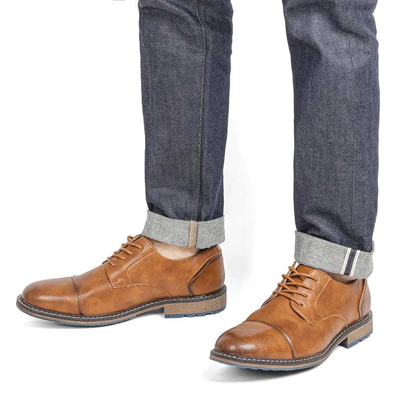 Men's Formal Shoes British Retro Brogue Shoes Mens Casual Business Leather Oxfords Men Office Dress Shoe Flats