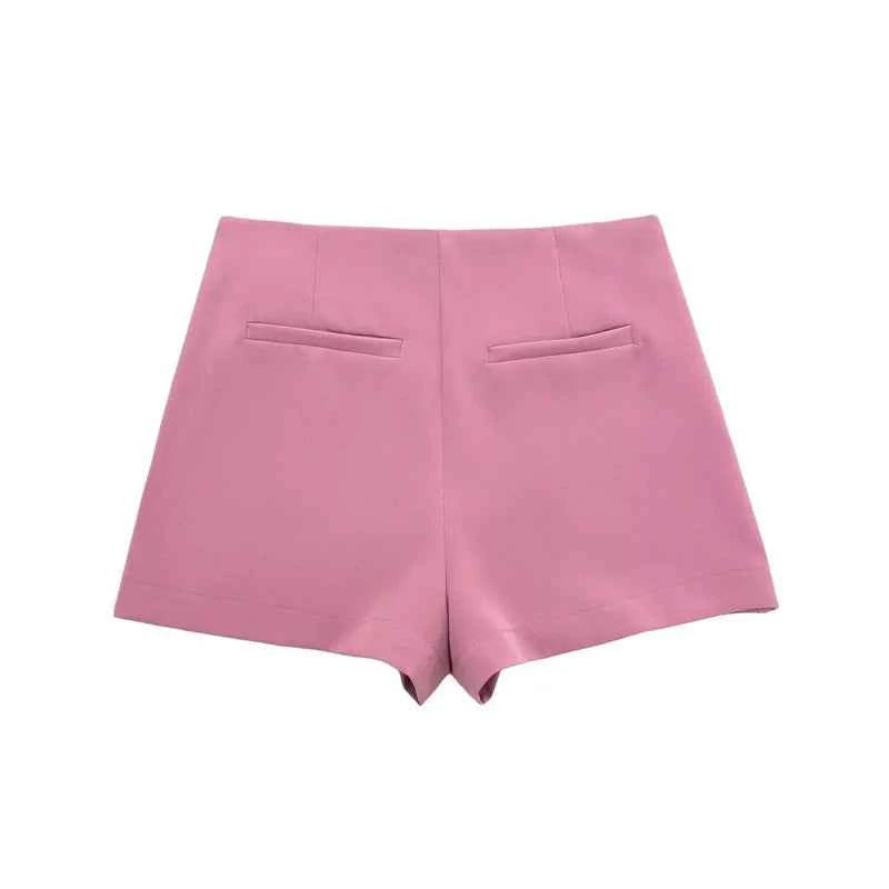 MUJER 2025 Asymmetric Skort For Women Pink Black Mini Skirt Shorts Woman Fashion High Waist Short Skirts Summer Casual Shorts