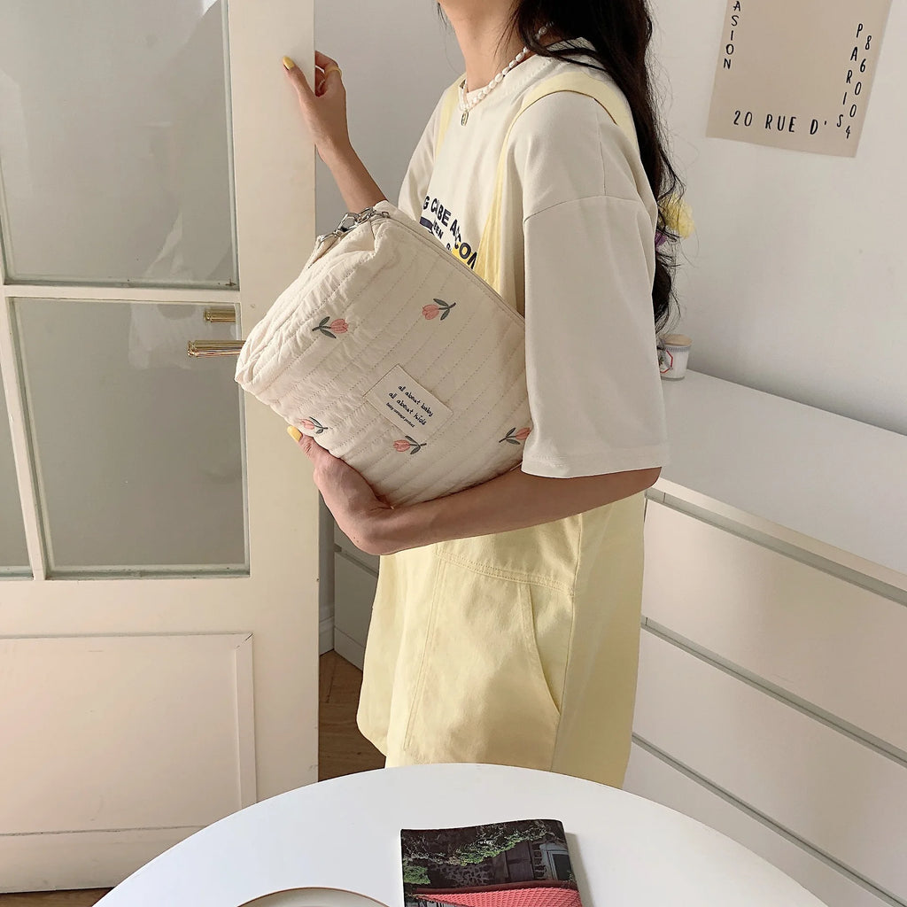 Ins Cotton Diaper Bag for Stroller Hanging Bag Baby Items Nappy Caddy Organizer Mommy Bag Zipper Cute Women Makeup Bag Kids