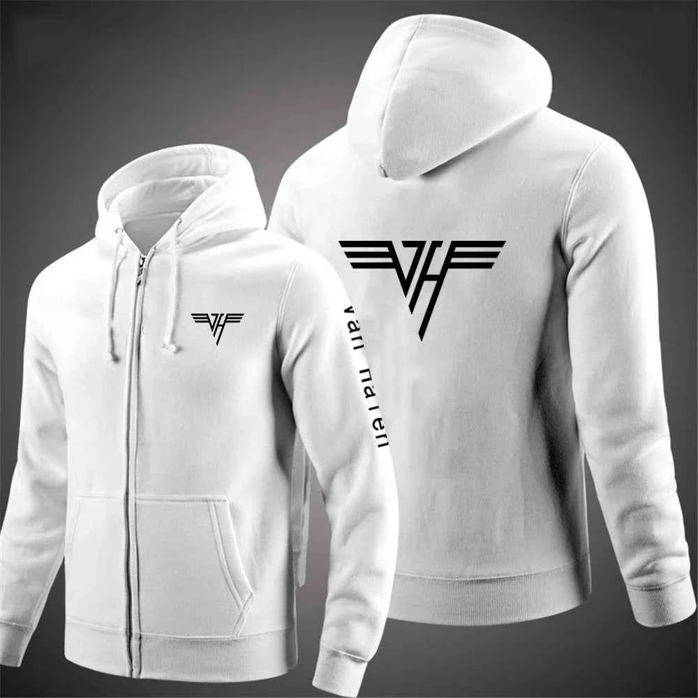 2024 Spring Autumn Van Halen Logo Printing Solid Color Classic Hooded Hoodies Men's Trendy Sports Casual Long Sleeve Loose Coat