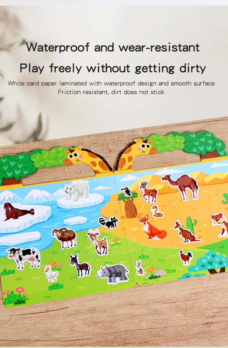 Kids' DIY Creative Jelly Sticker Book Reusable Portable Quiet Busy Paste Sticker Toy for Children