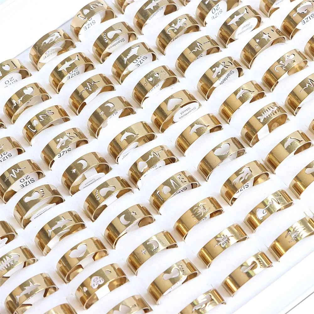 10/20 Pcs/Lot Fashion Multi Style Stainless Steel Jewelry Rings Zircon Crystal Spinner 5 Colors Punk Spikes For Womens Mens Gift