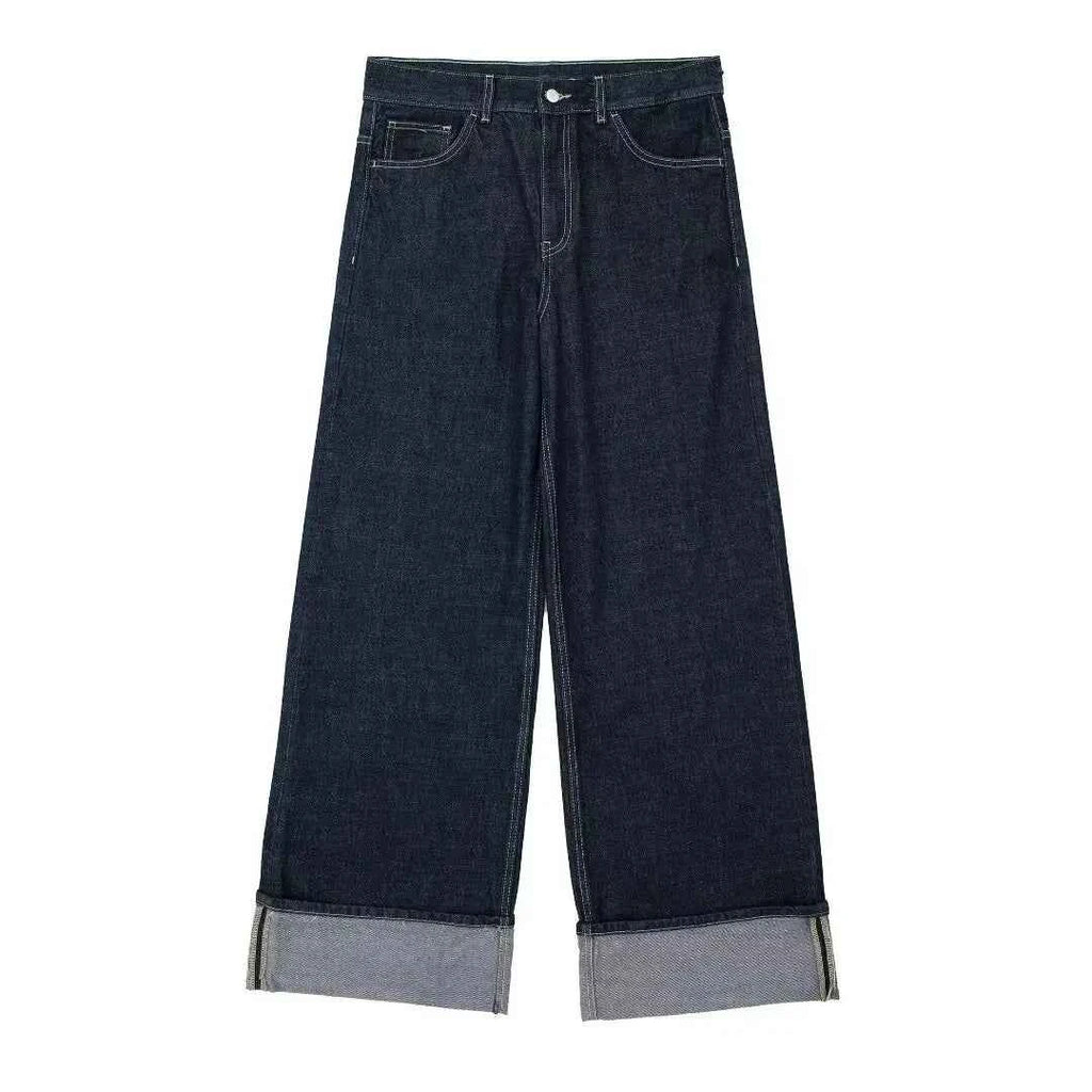HH Women Fashion Denim Set Casual Lapel Long Sleeve Crop Jacket Buttons Female Vintage Wide Leg Loose Jeans Long Pants