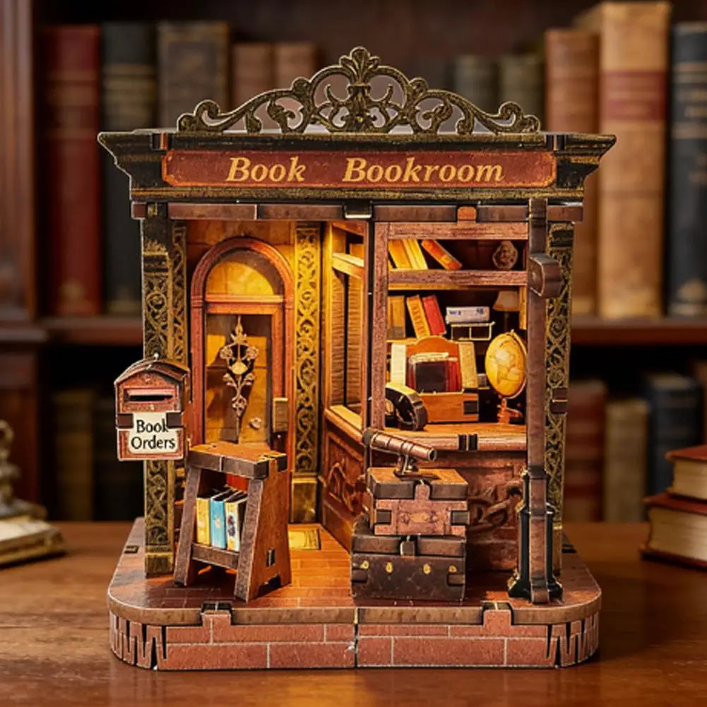 DIY Book Home Wooden Building Gift Creative Bookstore Desktop Decoration 3D Hand-assembled Building Model Highquality Furnishing