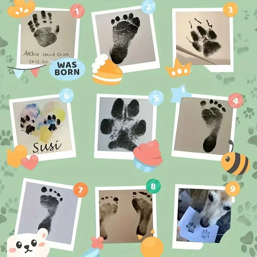 2pc Newborn Baby Handprint Footprint Markers Ink Pads Safe Non-toxic No-Touch Skin Inkless Inkpad Kits Pet Paw Prints Souvenirs