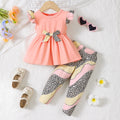 New Baby Girl Casual Round Neck Sleeveless Dress Printed Pants Two Piece Set
