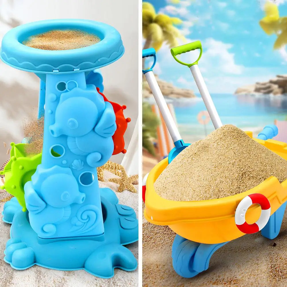 Kids Beach Toy Set Baby Sand & Water Play Kit with Bucket Shovel Rake Watering Can Summer Outdoor Sandbox Tools