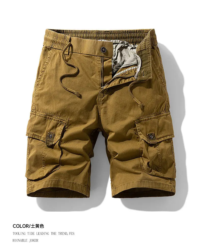 Men's Trendy Shorts - Summer Cotton-blend Breathable Multi-Pocket Outdoor Workwear Cargo Pants, Suitable for Hiking and Jogging
