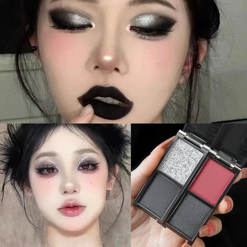 Two-color Black Red Eyeshadow Palette Multifunctional Makeup Palette Silky Matte Blood Red Eyeliner Silkworm Lower Shadow Makeup