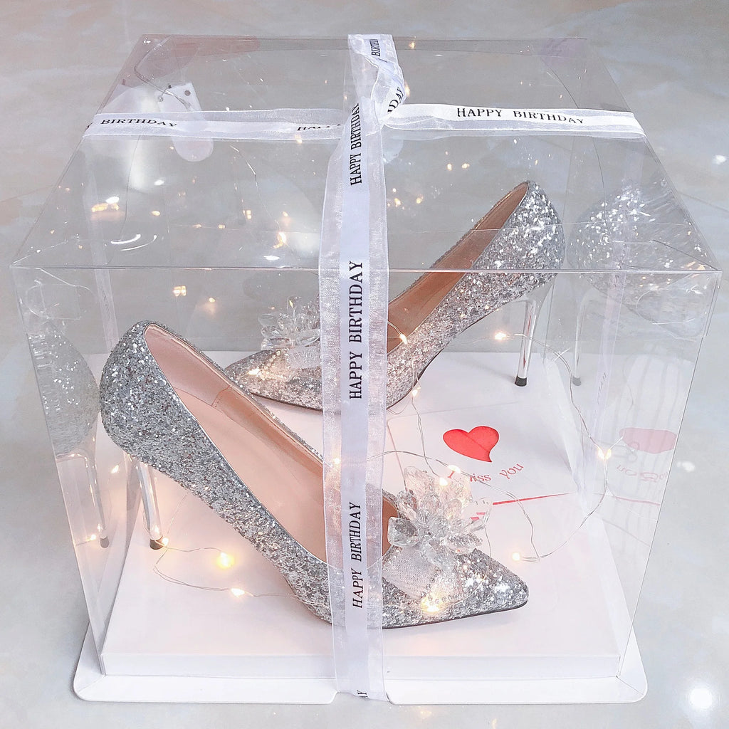 Shoes for Girls High Heels Rhinestone Elegant Woman Heeled Dress Bridal bow sweet Stiletto Princess style Birthday Gifts Adults
