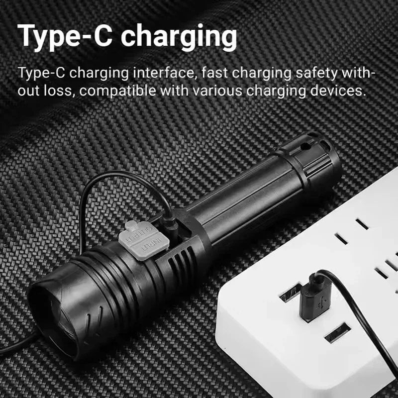 3000000LM Super Bright Flashlight Built-in Battery Rechargeable LED Flashlights High Power Torch Lamp for Camping Lantern