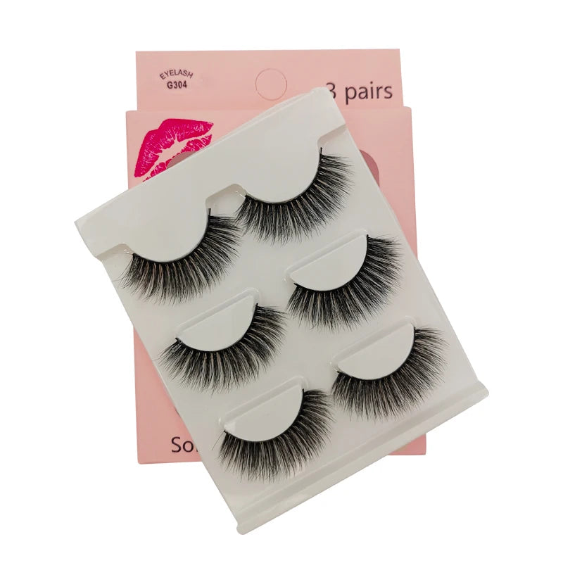 SHIDISHANGPIN 3 pairs 27 styles 3D Faux Mink Hair Soft False Eyelashes Fluffy Wispy Thick Fake Lash Handmade Eyelash Eye Makeup
