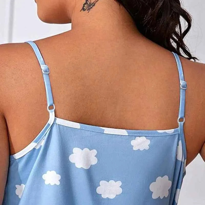 Lady Summer Chemise Pajamas Suit Night Outfit Big Size 4XL 5XL Sexy Women Love Print Soft Nightwear New Sleepwear Cami&shorts